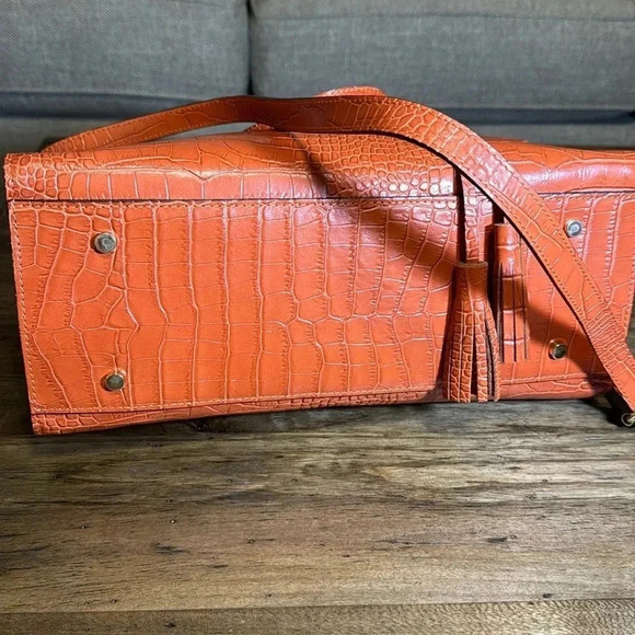 💥PERSAMAN New York Croc Embossed Style Handbag Adjustable Satchel Sienna Purse - Picture 6 of 15